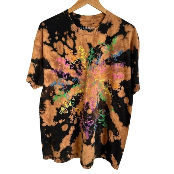 Liquid Blue XL Bleach Tie Dye T Shirt Grateful Dead Spiral Dancing Skeletons - Picture 1 of 3